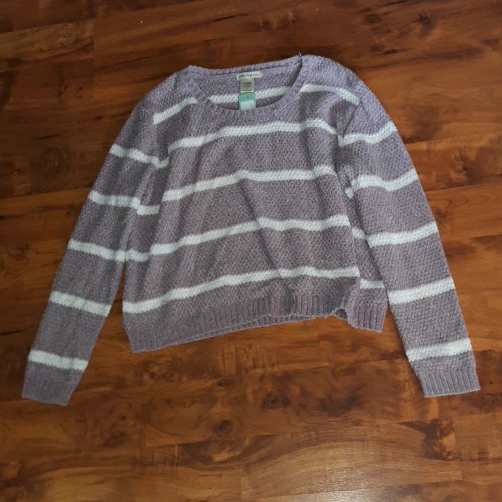 Purple and white sweater shirt